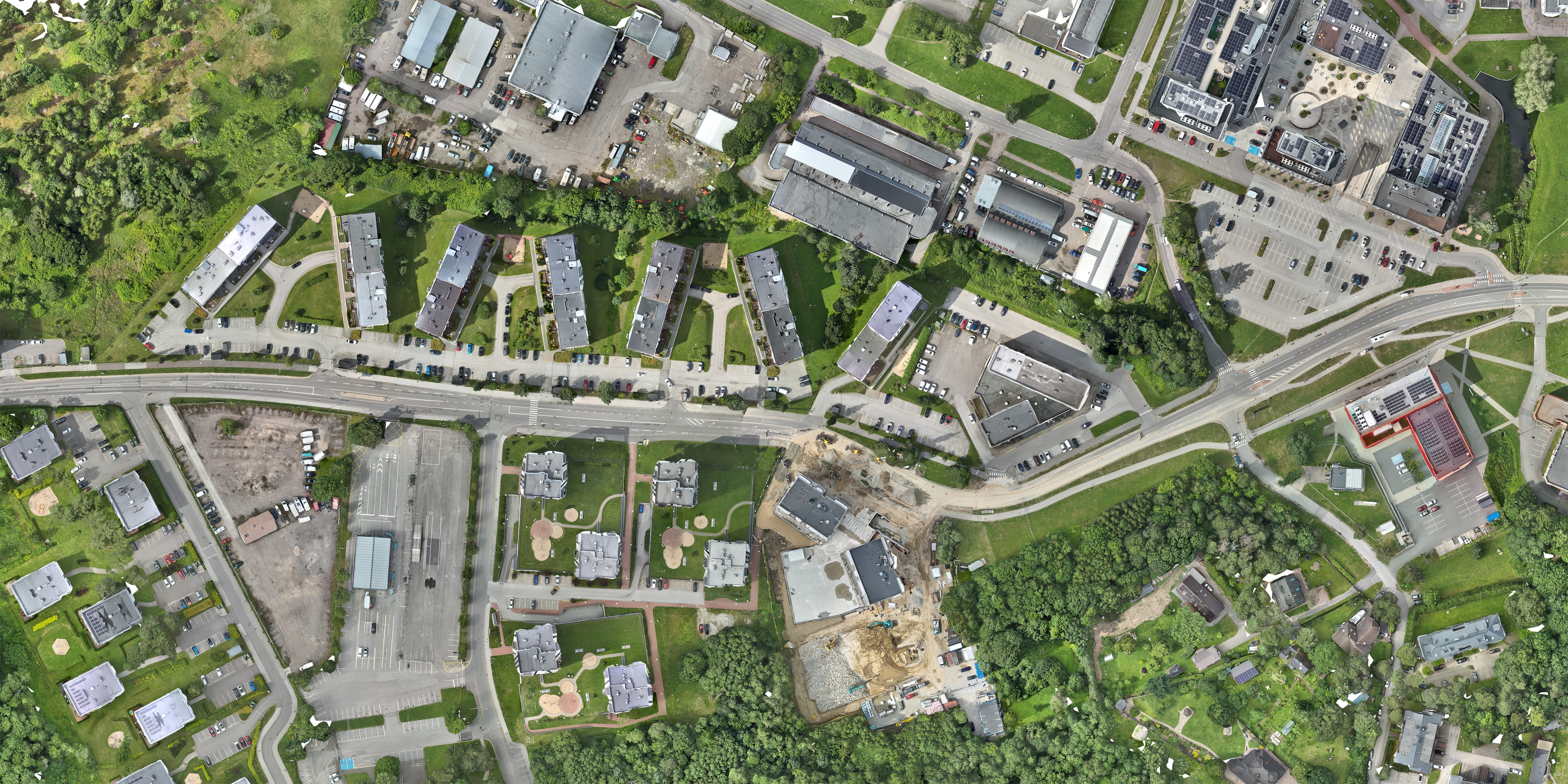 High-resolution orthophoto zooming from district scale down to surface texture